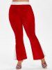 Pantalon Evasé en Velours de Grande Taille - Rouge 4X