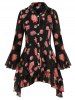 Plus Size High Low Flounce Floral Blouse and Tank Top Set -  
