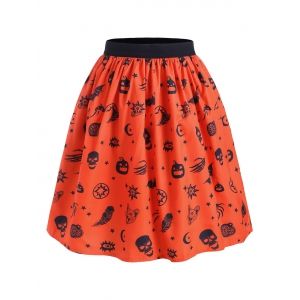 

Halloween Pumpkin Skeleton Hand Flare Skirt, Orange