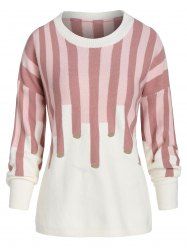 Plus Size Striped Drop Shoulder Sweater -  
