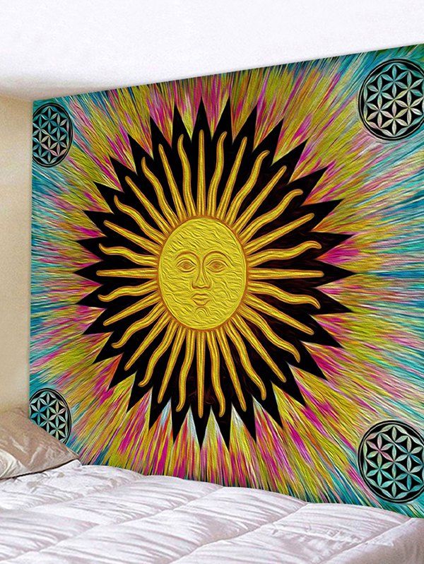 

Bohemian Sun Printing Wall Tapestry, Golden brown