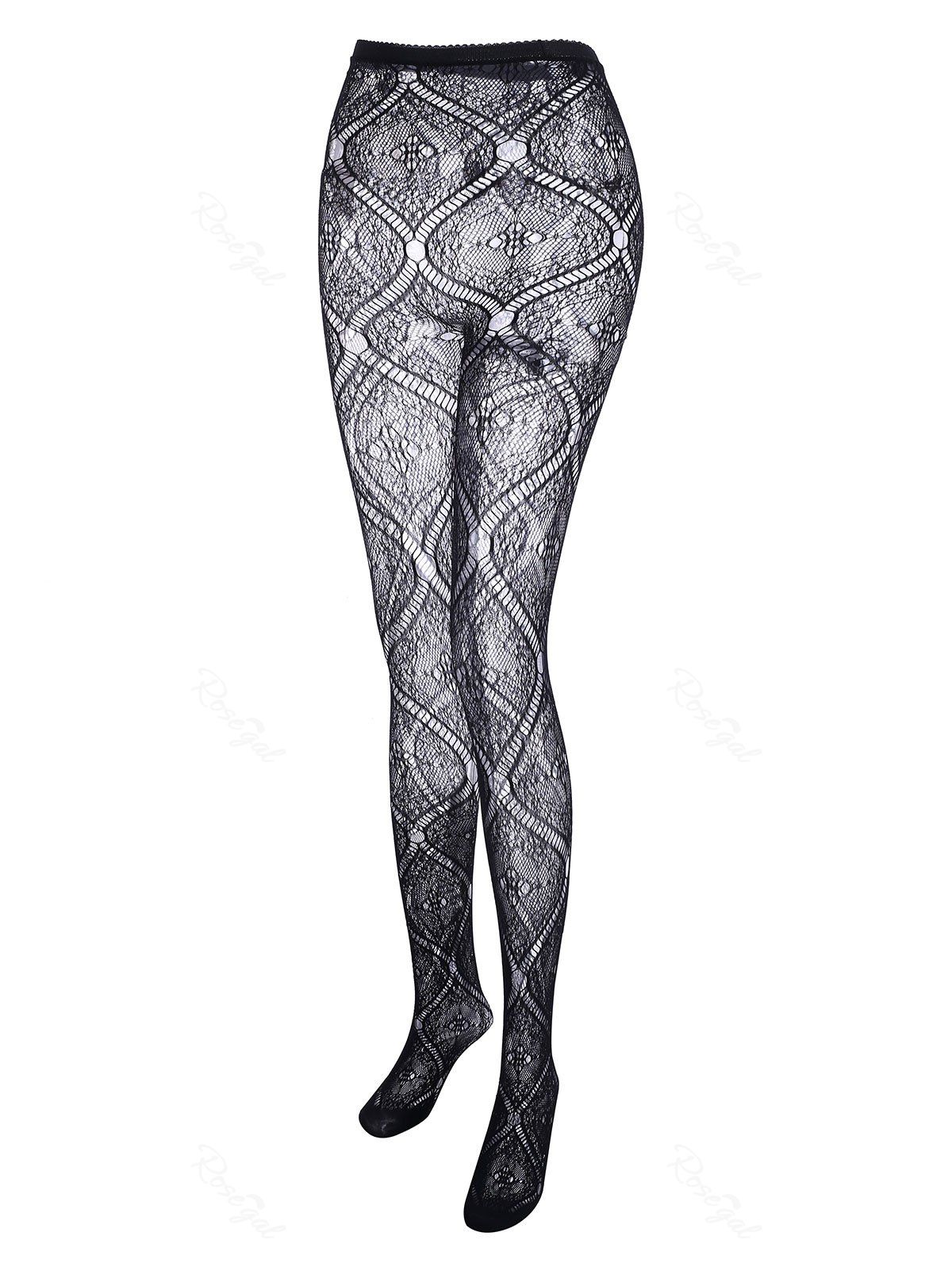 Plus Size Pointelle Knit See Thru Lingerie Pantyhose [35% OFF] | Rosegal