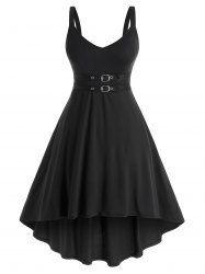 Plus Size Buckle A Line High Waist Gothic Dress -  