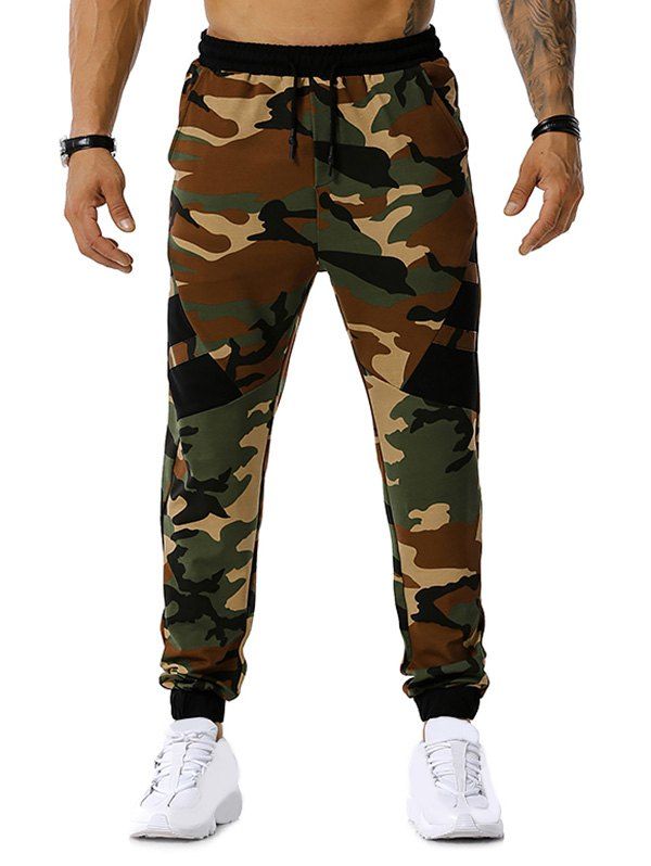 

Drawstring Camouflage Print Sports Pants, Army green