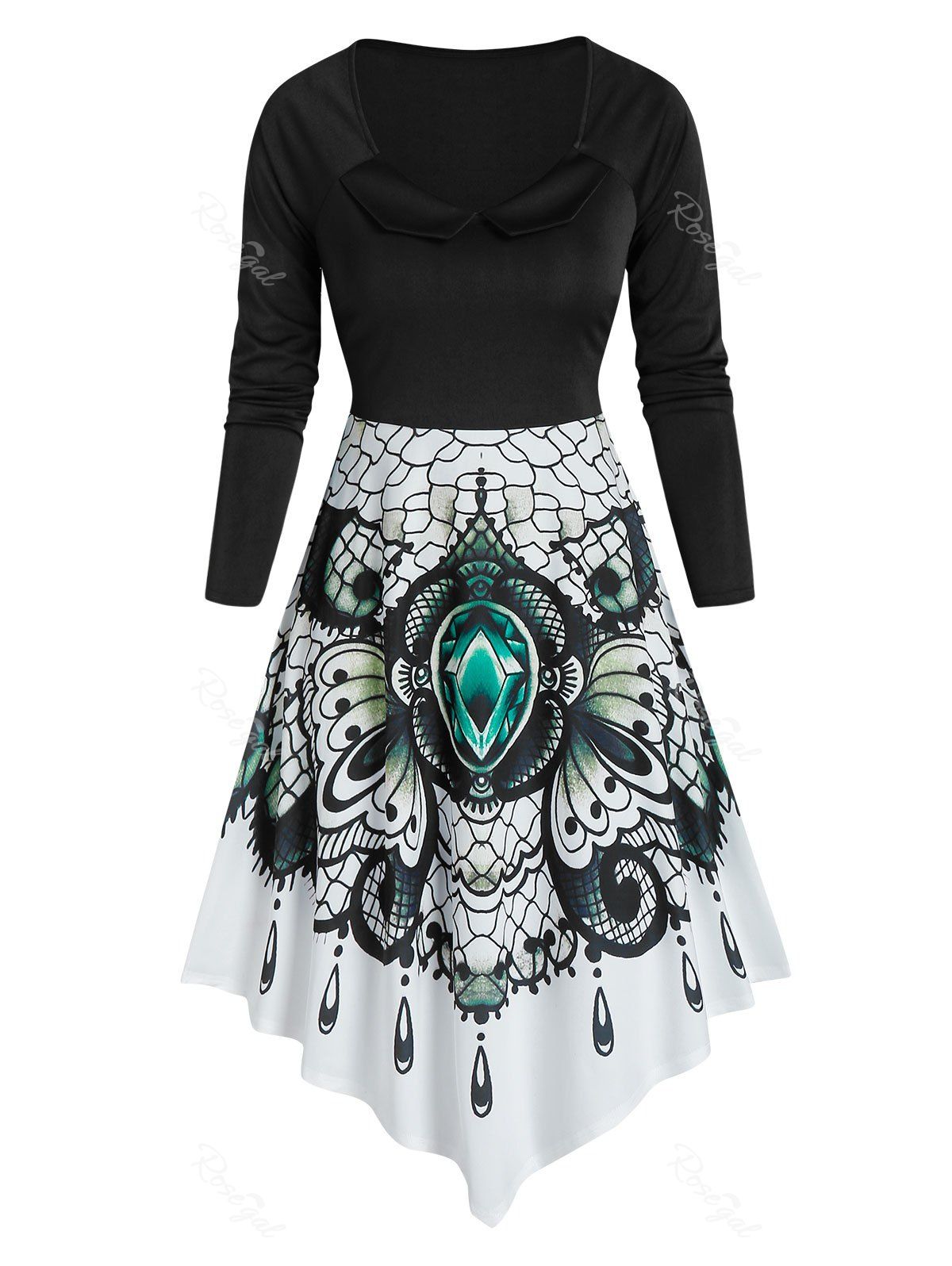 Outfit Printed High Waist Asymmetrical Dress  