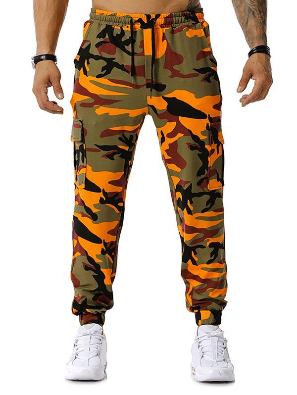 

Camo Print Lounge Cargo Jogger Pants, Orange