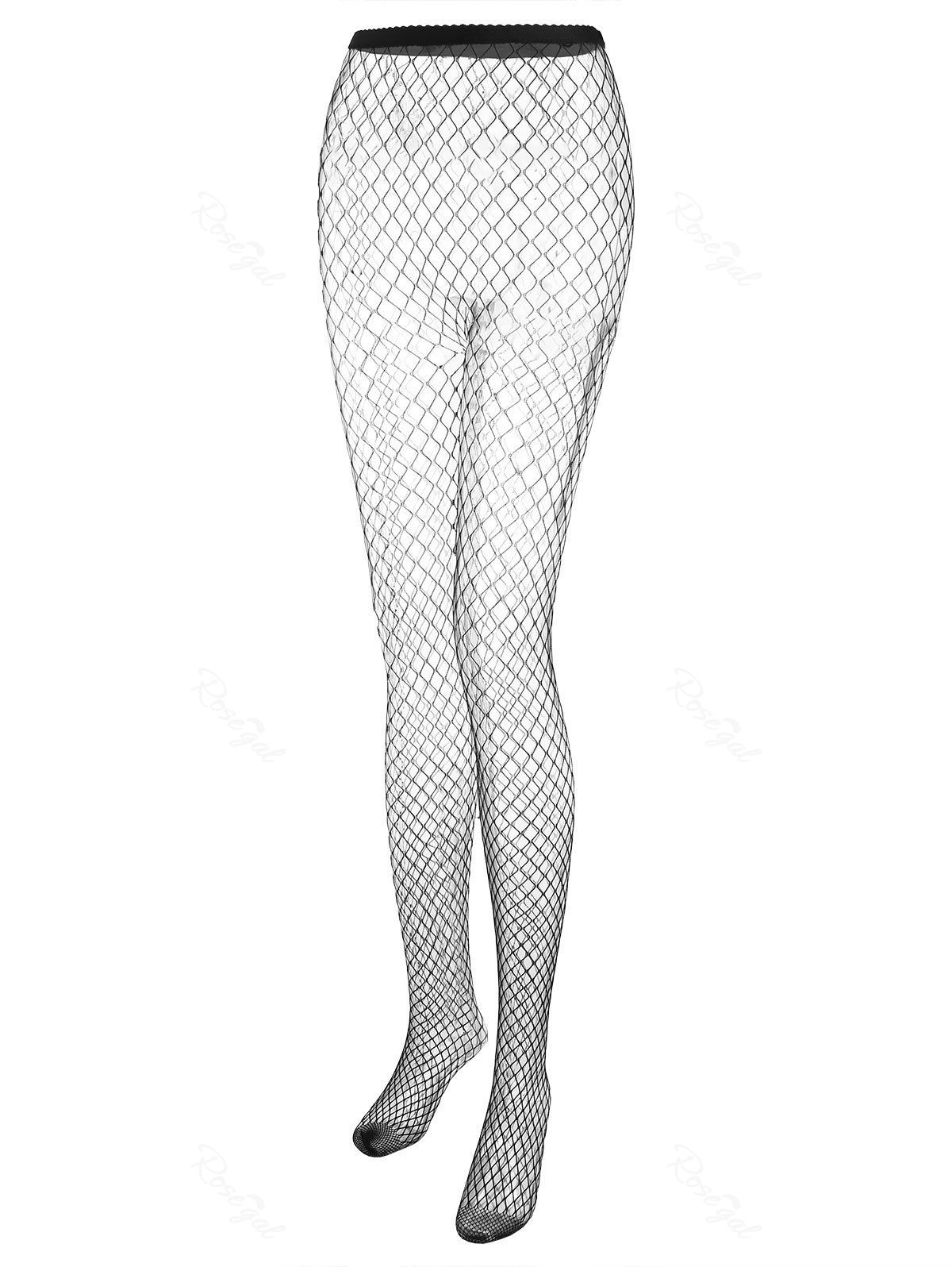 

Plus Size Lingerie Fence Net High Waisted Pantyhose, Black