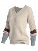Plus Size Skew Collar Patchwork Drop Shoulder Sweater -  