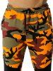 Pantalon de Jogging Décontracté Camouflage Imprimé en Blocs de Couleurs - Orange 2XL