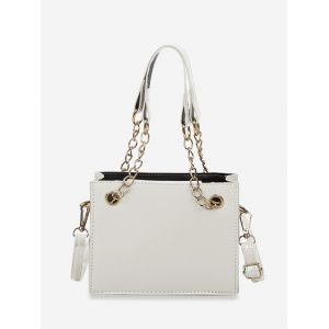 

Brief Solid Square Crossbody Handbag, White