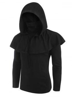 Gothic Hooded Cape and Mask Top Two Piece Sets - BLACK - S