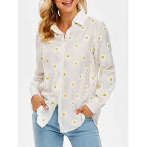 

Button Up Daisy Print Shirt, Yellow