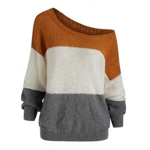 

Drop Shoulder Three Tone Jumper Sweater, Multi