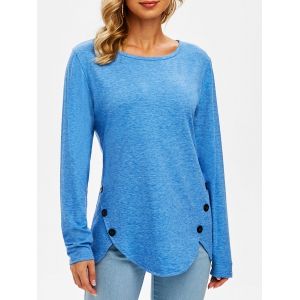 

Buttoned Long Sleeve T-shirt, Light blue