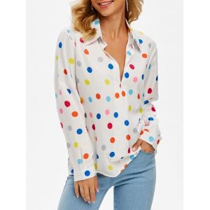 

Plunging Polka Dot Blouse, White