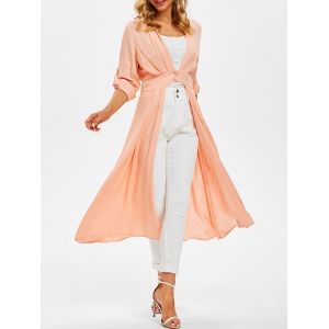 

Slit Front Button Skirted Coat, Orange pink