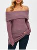 Off Shoulder Foldover Knitted Sweater -  