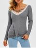 Guipure Panel Twisted Criss Cross Ribbed Knitwear -  