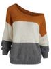 Drop Shoulder Three Tone Jumper Sweater -  