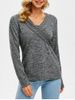 V Neck Cable Knit Heathered Knitwear -  