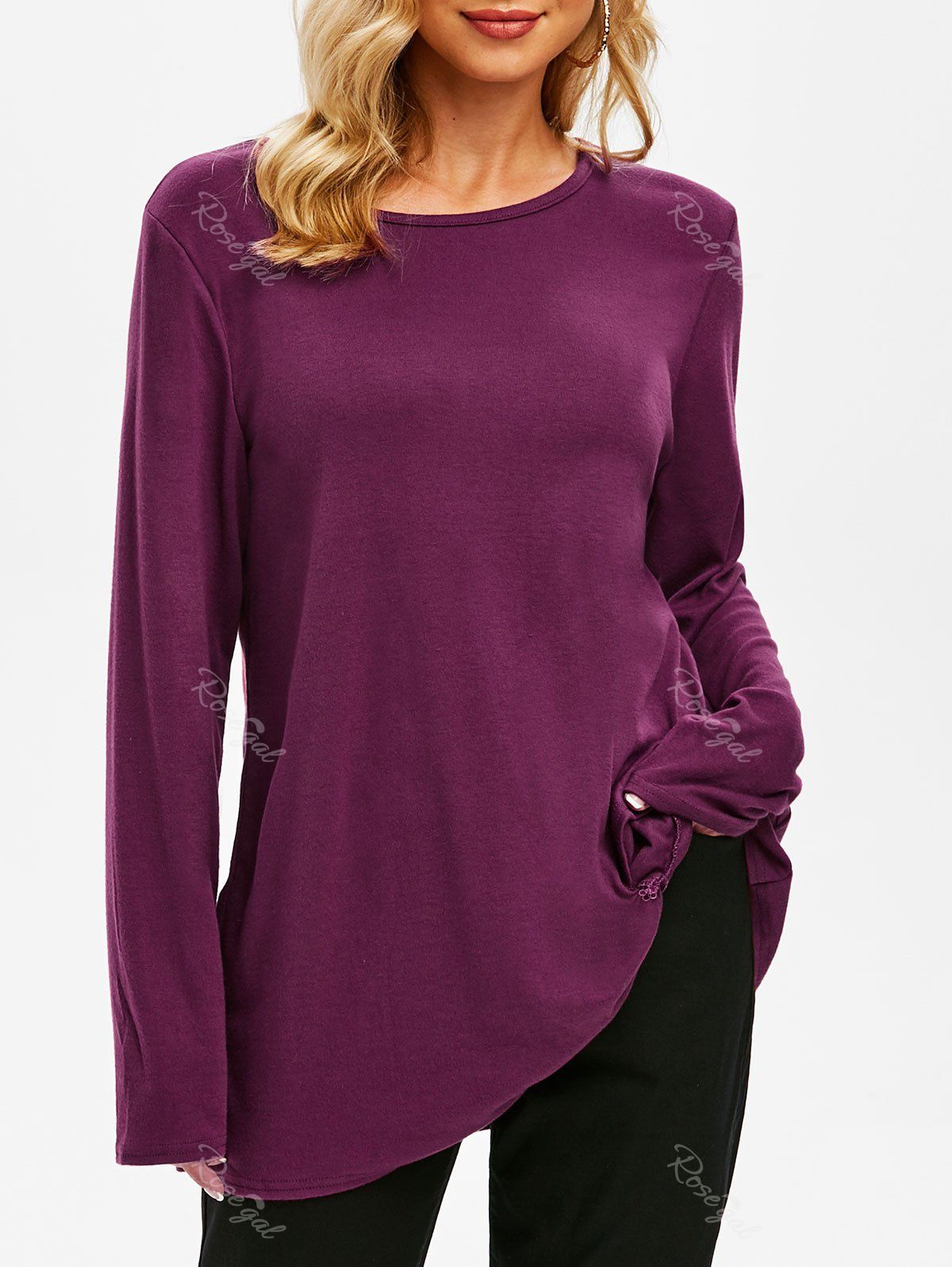 

Twist Front Long Sleeve Jersey Top, Purple