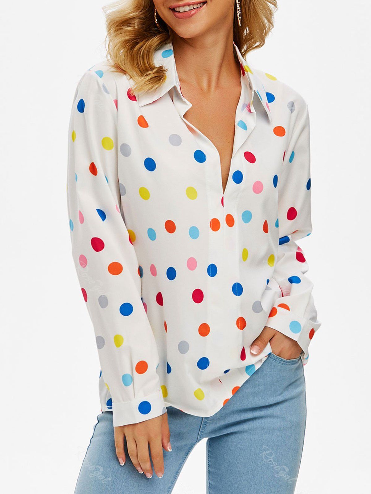 New Plunging Polka Dot Blouse  