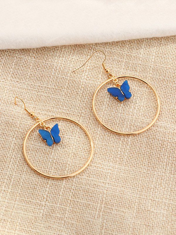 

Butterfly Pendant Circular Drop Earrings, Cobalt blue