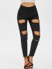 Distressed Skinny Zipper Fly Jeans -  