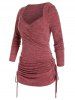 Plus Size Crossover Cinched Tie Ruched Knit Dress -  