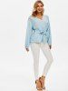 Solid Belted Surplice Blouse -  