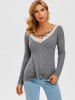 Guipure Panel Twisted Criss Cross Ribbed Knitwear -  