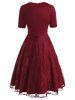 Twisted Keyhole Lace Overlay Dress -  