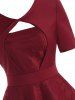 Twisted Keyhole Lace Overlay Dress -  