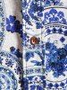 Chinese Porcelain Plate Print Retro Long Sleeve Shirt -  