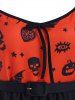Halloween Skull Pumpkin Bowknot Dress -  