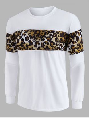 Leopard Panel Crew Neck Lounge Sweatshirt