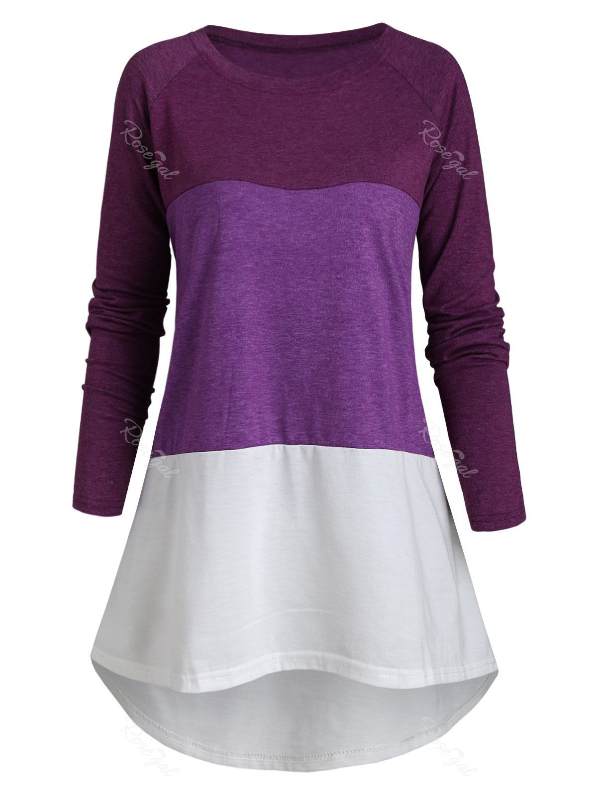 

Plus Size High Low Colorblock Tee, Purple