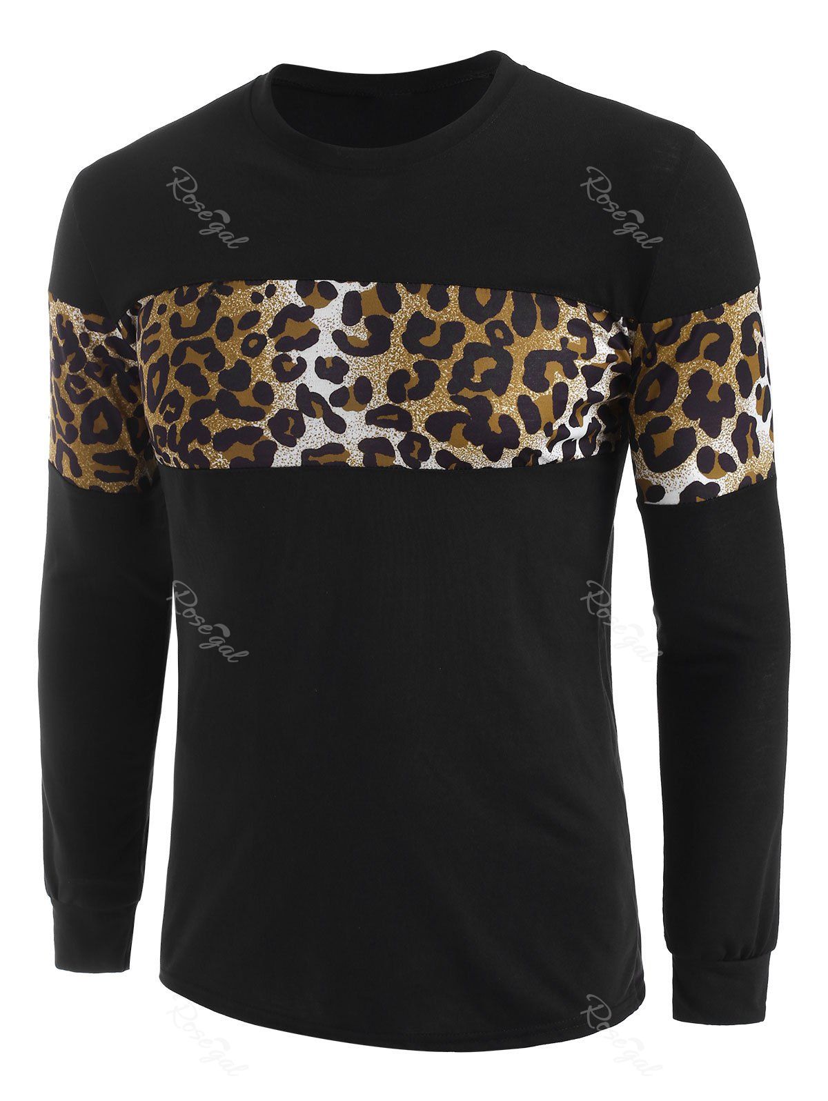 

Leopard Panel Crew Neck Lounge Sweatshirt, Black