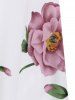 Handkerchief Ruched Front Floral Plus Size Blouse -  