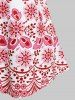 T-shirt Tunique Fleur Noué de Grande Taille à Ourlet Courbe - Blanc 5X