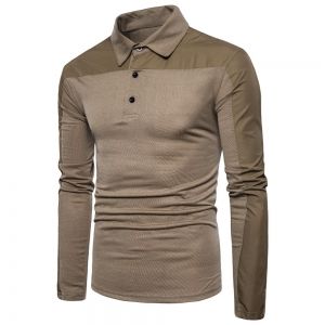 

Quarter Button Long Sleeve T-shirt, Light coffee
