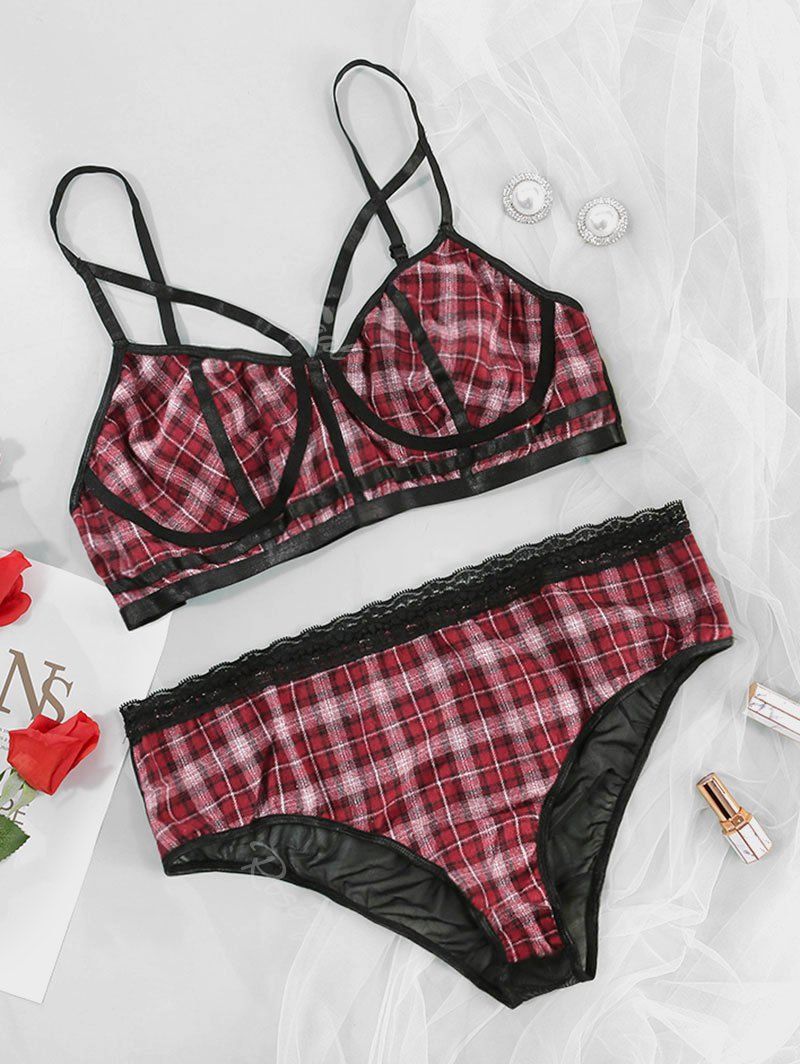 plaid bra and panty set