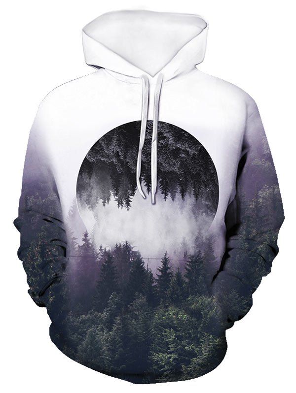 

Forest Reflective Pattern Front Pocket Pullover Hoodie, Multi