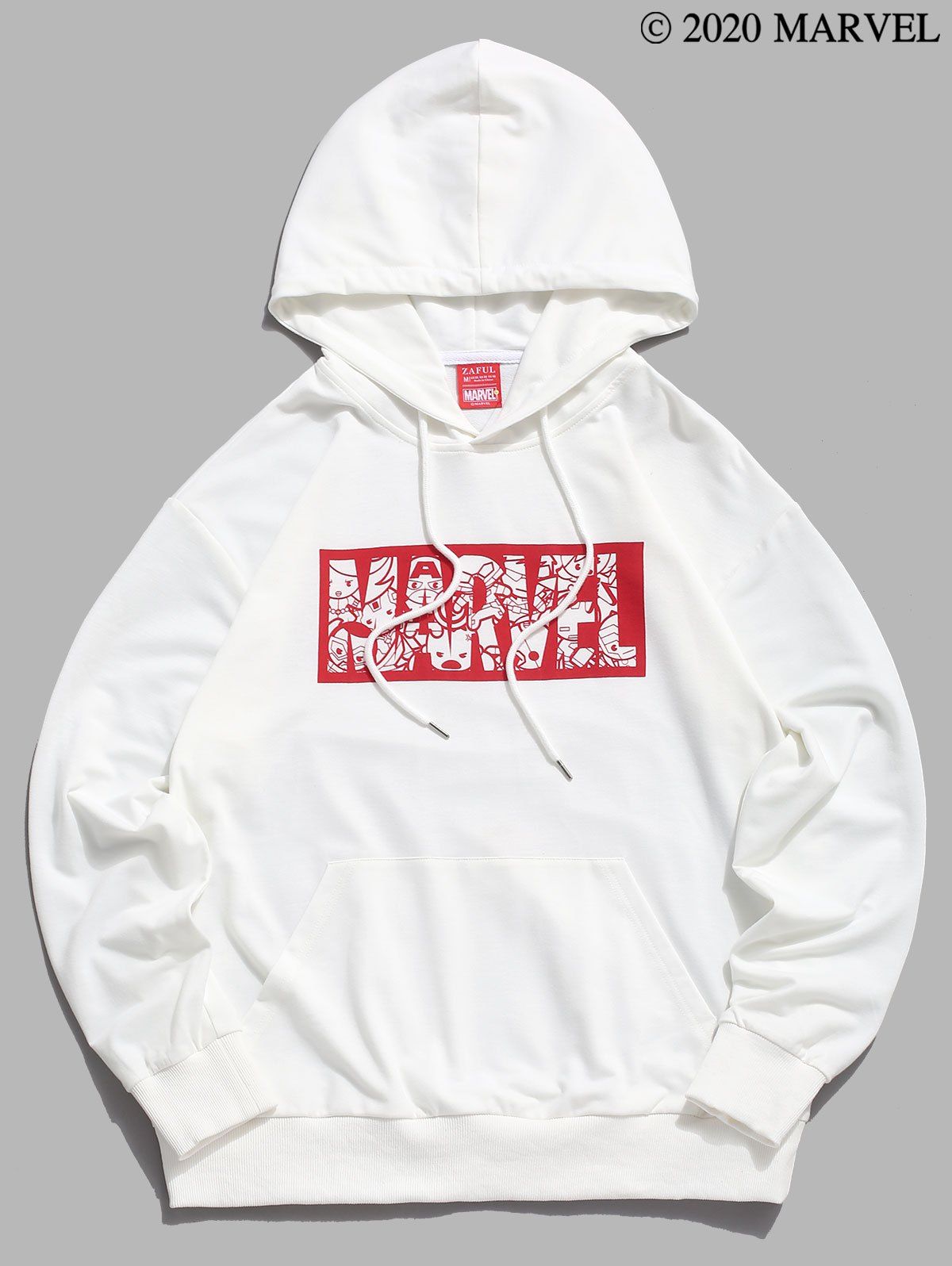 

Marvel Graphic Kangaroo Pocket Drawstring Hoodie, White