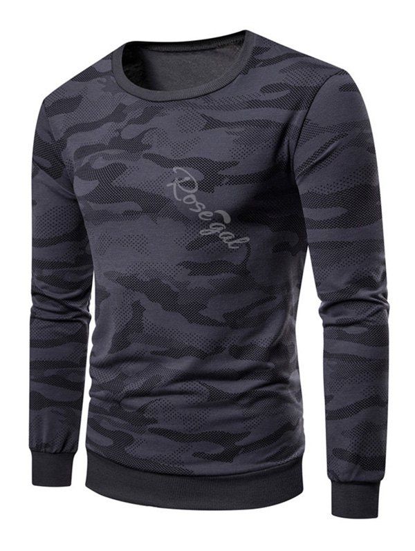 

Camouflage Print Rib-knit Trim Sweatshirt, Carbon gray