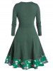 Plus Size Floral Print Overlap Knee Length Cottagecore Dress -  