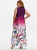 Plus Size Butterfly Print Ombre Color Maxi Dress -  