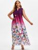Plus Size Butterfly Print Ombre Color Maxi Dress -  