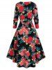 Plus Size Floral Printed High Low Twist Dress -  