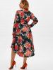Plus Size Floral Printed High Low Twist Dress -  